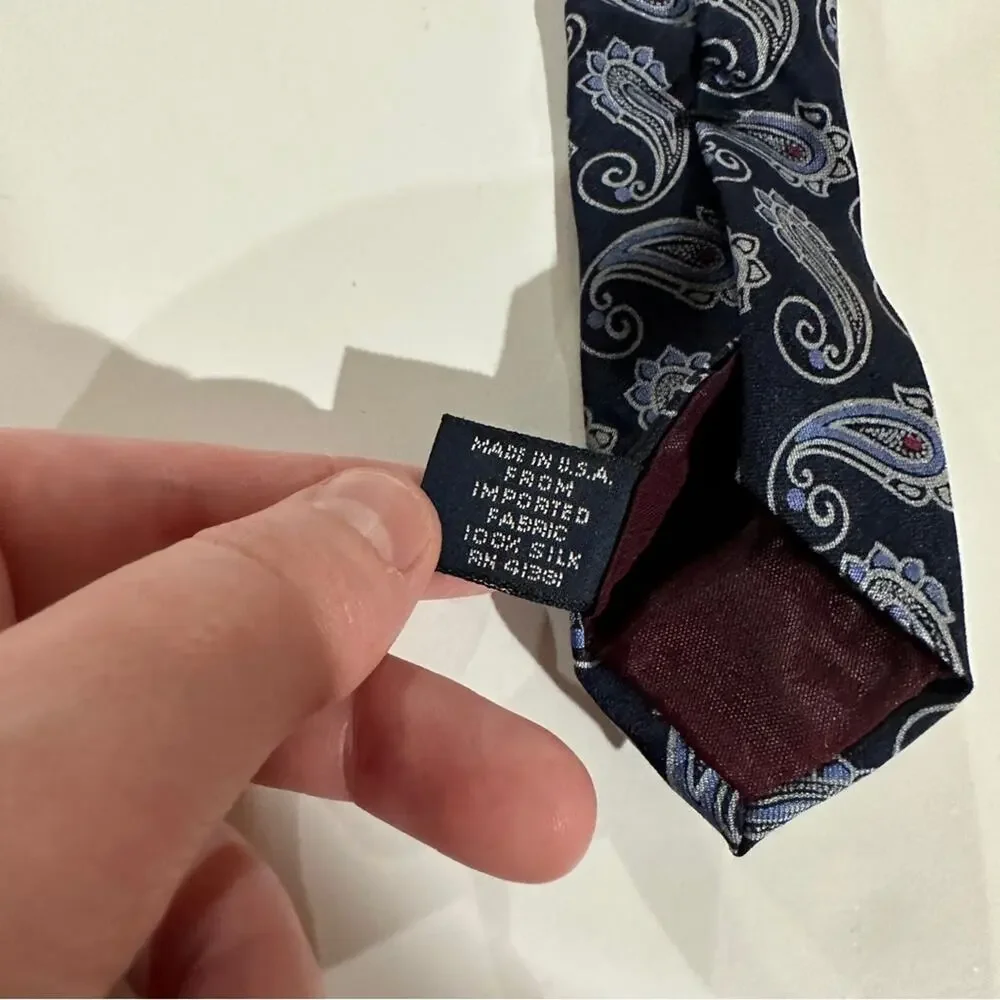 Polo Ralph Lauren for Neiman Marcus Silk‎ Navy Blue Paisley Print Tie